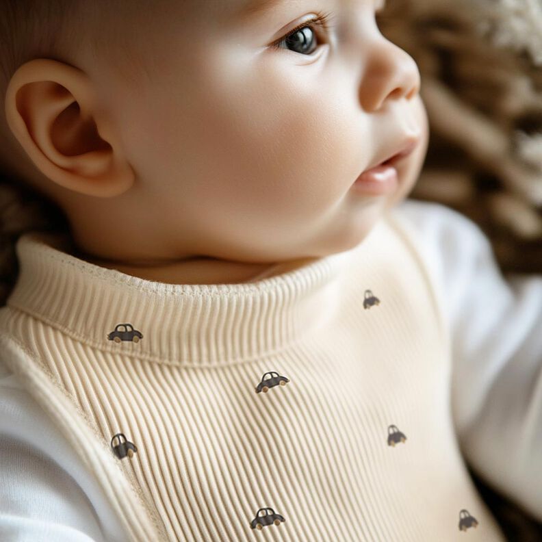 GOTS Jersey côtelé Petites voitures | Poppy Fabrics – crème/marron noir, image number 7