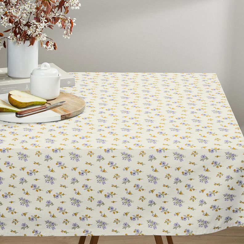Tissu en coton Cretonne Petites fleurs – crème/mauve,  image number 6
