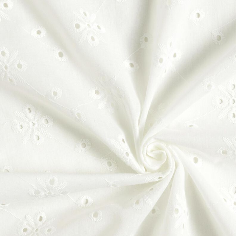 Dentelle brodée fleurs et feuilles – blanc,  image number 3