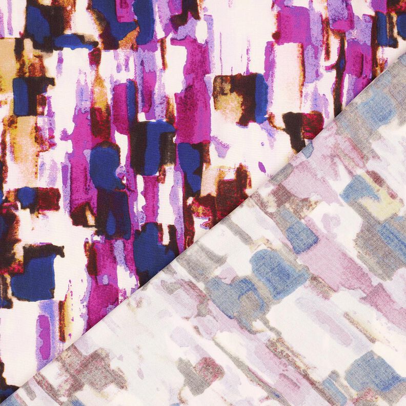 Tissu viscose Impression numérique coups de pinceau abstraits – raisin/indigo,  image number 4