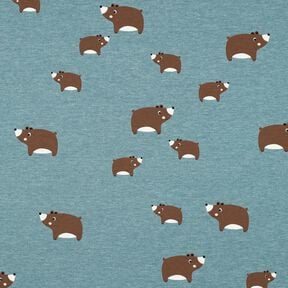 Jersey coton Ours | Poppy Fabrics – gris bleu/brun-marron, 