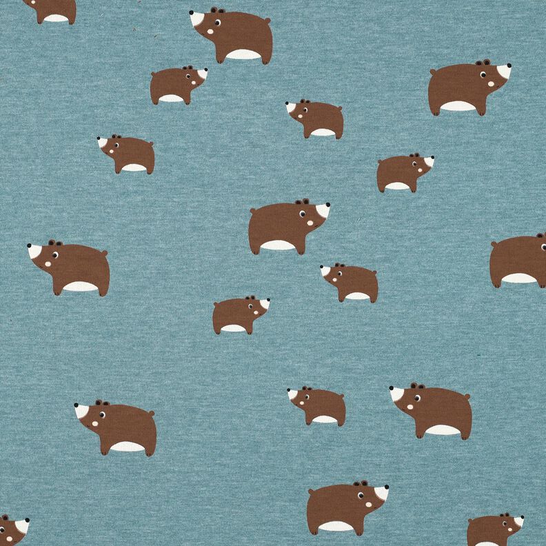 Jersey coton Ours | Poppy Fabrics – gris bleu/brun-marron, image number 1