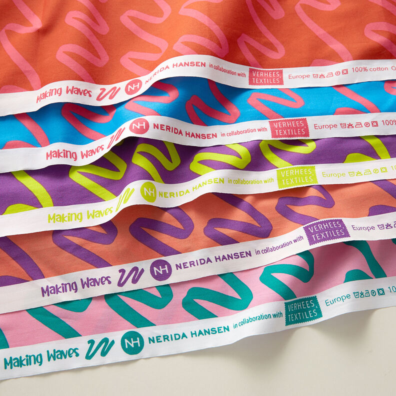 Popeline coton Making Waves | Nerida Hansen – lilas rouge,  image number 7
