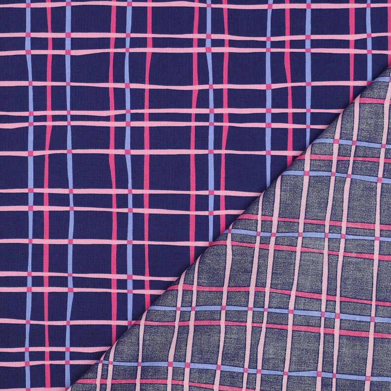 Popeline coton Carreaux ondulés | Poppy Fabrics – indigo/rose,  image number 4