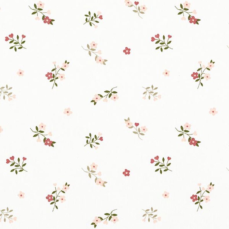 Jersey coton Fleurs et cœurs – écru, image number 1