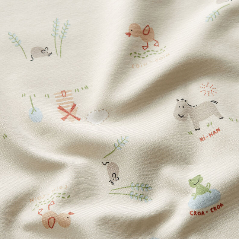 Jersey coton Bébés animaux – écru, image number 2