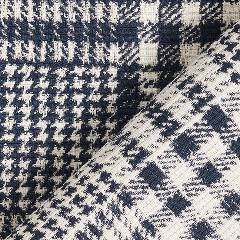 Tissu pour manteau Carreaux double face – bleu marine/blanc, image number 4