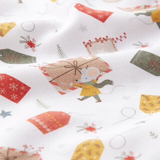 Tissu en popeline de coton cadeaux – blanc, 