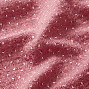 Tissu double gaze de coton Petits points – vieux rose/blanc, 