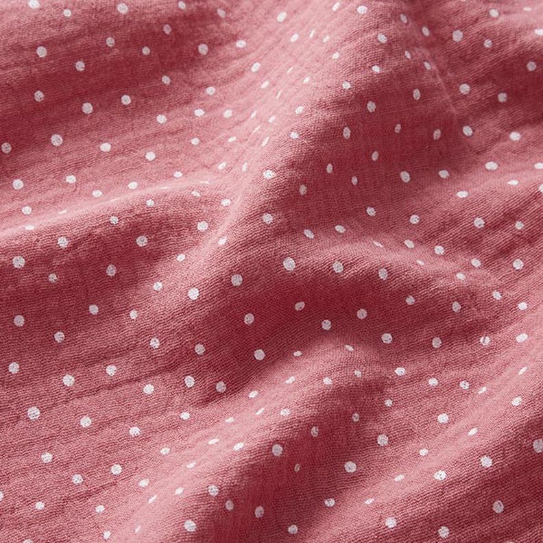 Tissu double gaze de coton Petits points – vieux rose/blanc, image number 2