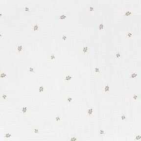 Tissu double gaze de coton Petite branche – écru/roseau, 