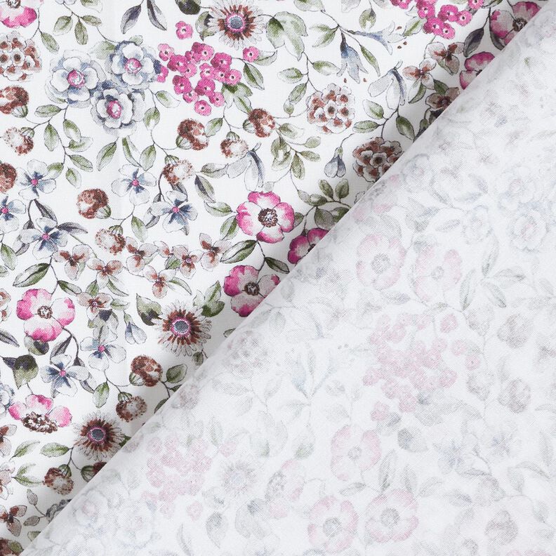 Popeline coton Mer de fleurs Impression numérique – blanc/pourpre,  image number 4