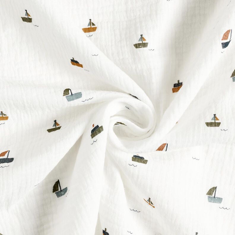 Tissu double gaze de coton Petits bateaux – ivoire,  image number 3