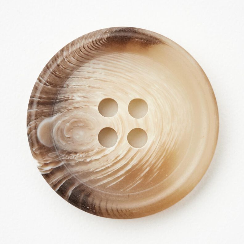 Bouton 4 trous rond [Ø 25 mm] – nature/marron foncé,  image number 1