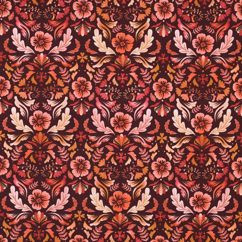 Jersey coton Fleurs Impression numérique – rouge bordeaux,  image number 1