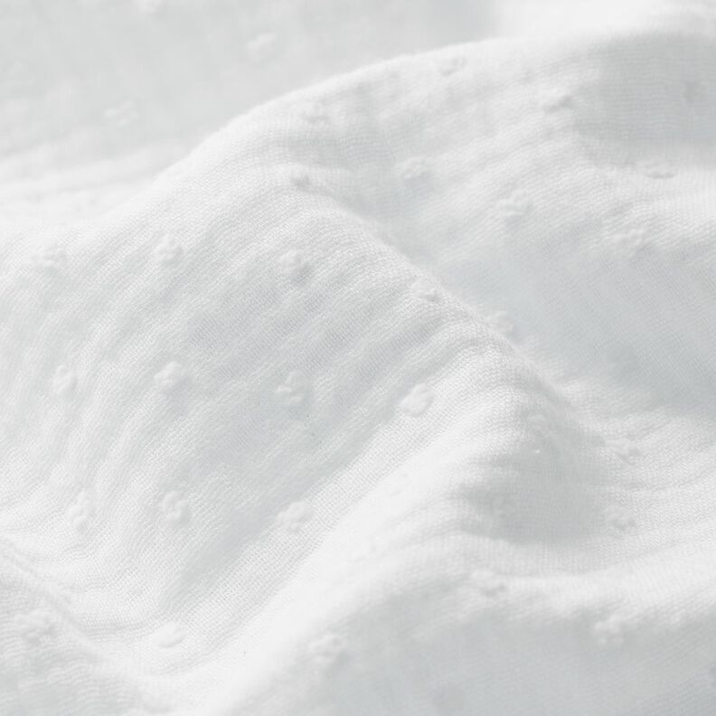 Tissu double gaze de coton dobby – blanc,  image number 2