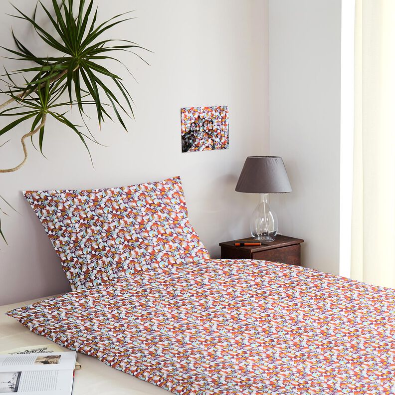 Tissu en coton Cretonne Oiseaux et fleurs – raisin/violet pastel, image number 7