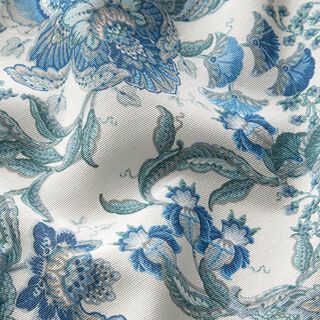 Tissu décoratif Toile ornements floraux orientaux 280 cm – blanc/bleu, 