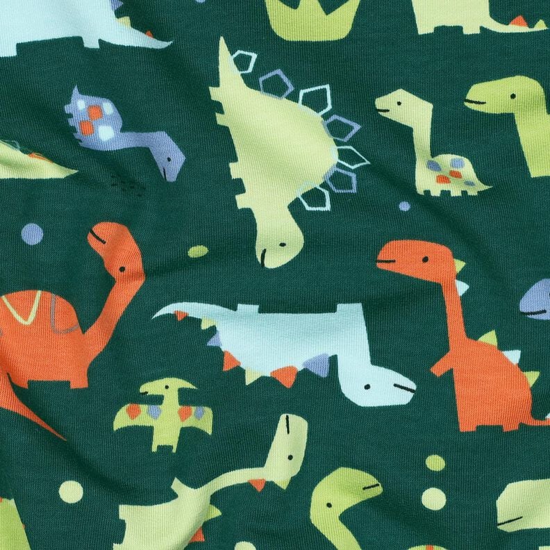 Sweat d’été Dinosaures | Poppy Fabrics – sapin bleu/vert clair,  image number 2