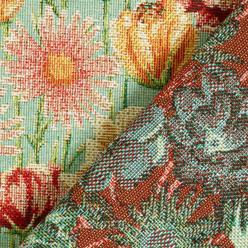 Tissu de décoration Gobelin Fleurs des champs – eucalyptus/jaune soleil,  image number 4