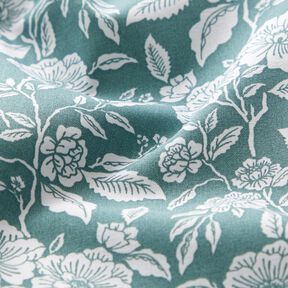Tissu en coton Cretonne Jardin fleuri – pétrole légère/blanc, 