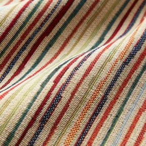 Tissu de décoration Gobelin Rayures colorées – beige clair/carmin, 