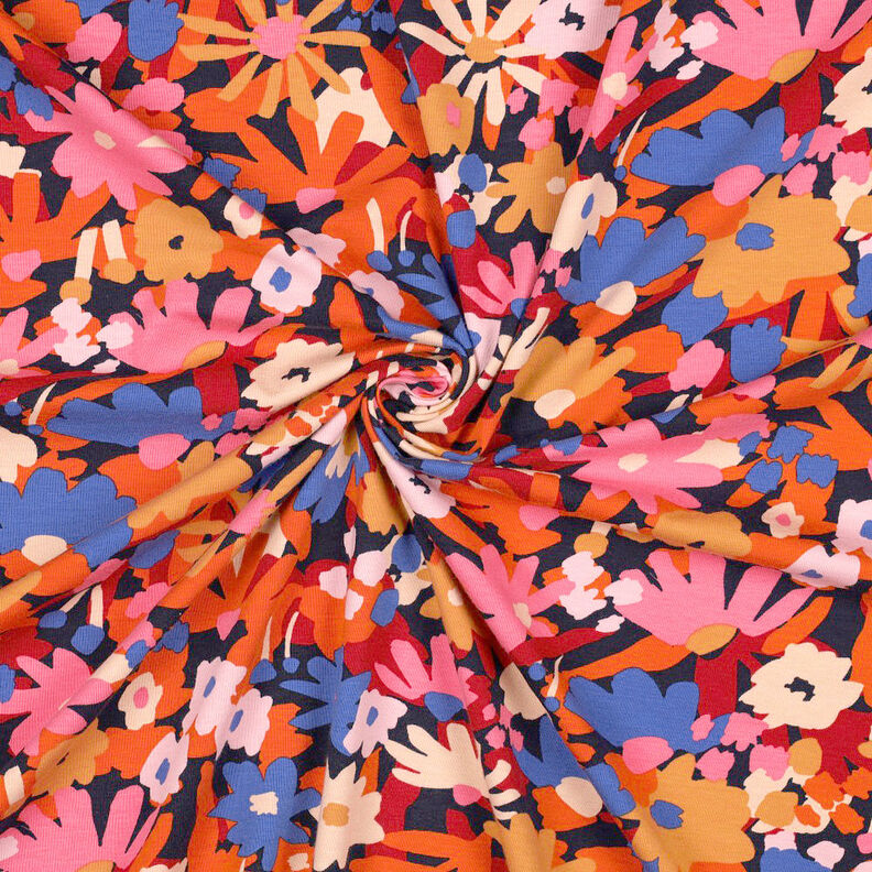 GOTS Jersey coton Pop Blossom | Nerida Hansen – bleu nuit,  image number 3