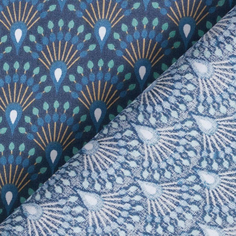 Coton enduit Éventail look paon – bleu, image number 5