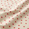 Tissu de décoration Semi-panama Mini cœurs dispersés – nature/rouge,  thumbnail number 2