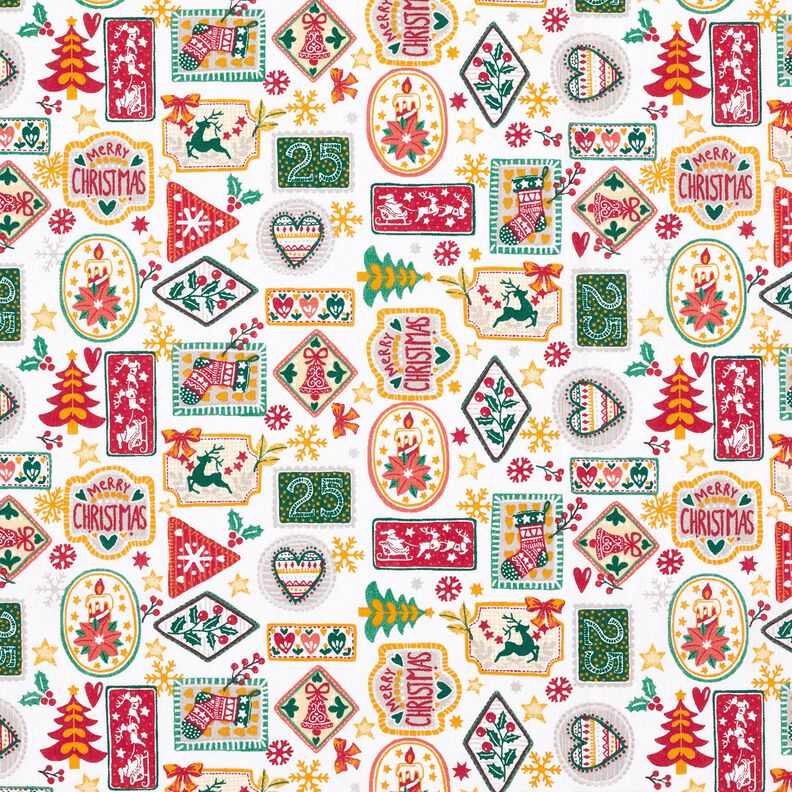 Tissu en coton Popeline Images de Noël – blanc/carmin,  image number 1