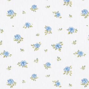 Popeline coton zarte Rosen – bleu clair/blanc, 
