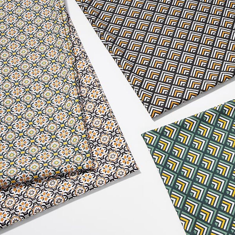 Tissu en coton Cretonne Motif de carreaux – vert sapin/jaune curry, image number 5