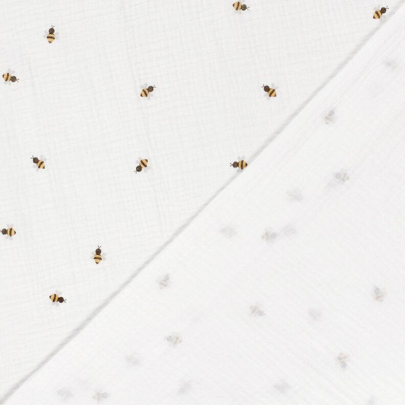 Tissu double gaze de coton Bienchen – écru/or,  image number 4