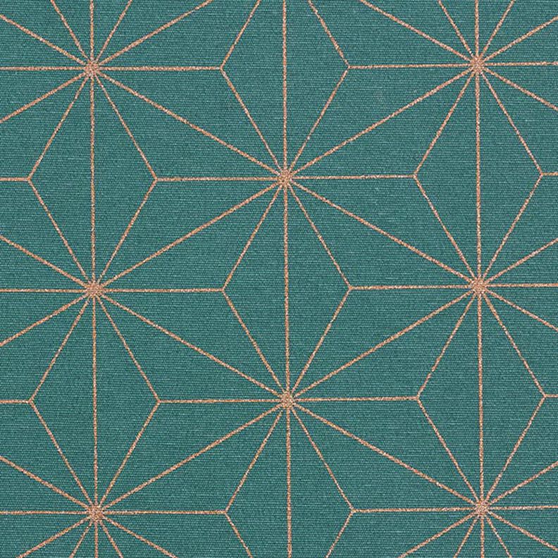 Tissu de décoration Canvas Étoiles Art déco – pétrole/or,  image number 1