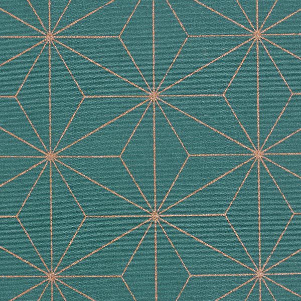 Tissu de décoration Canvas Étoiles Art déco – pétrole/or,  image number 1