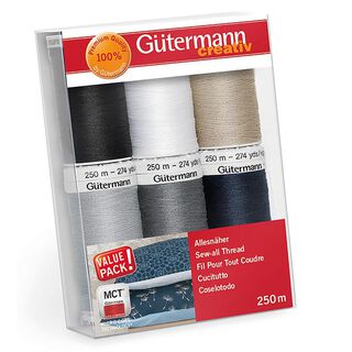 Kit fils à tout coudre [ 250m | 6 Pièces ] | Gütermann creativ – mélange de couleurs, 