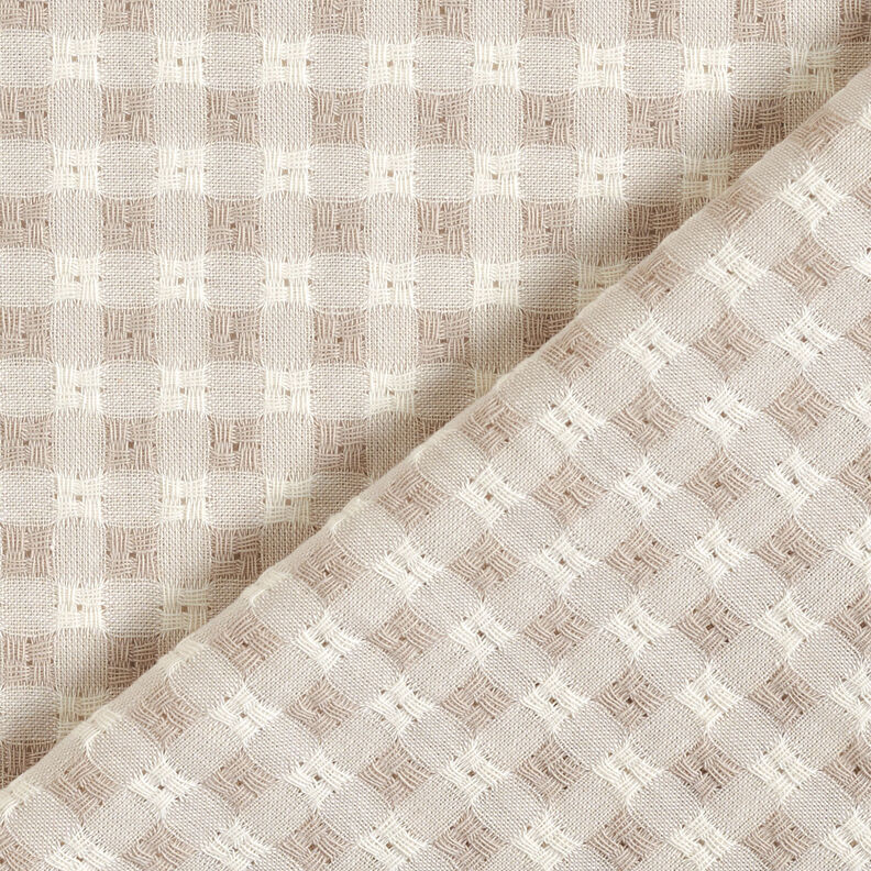 Tissu en coton à carreaux structurés – blanc/noix de cajou,  image number 5