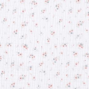 Tissu double gaze de coton fleurs romantiques – blanc, 
