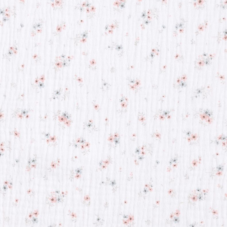 Tissu double gaze de coton fleurs romantiques – blanc,  image number 1