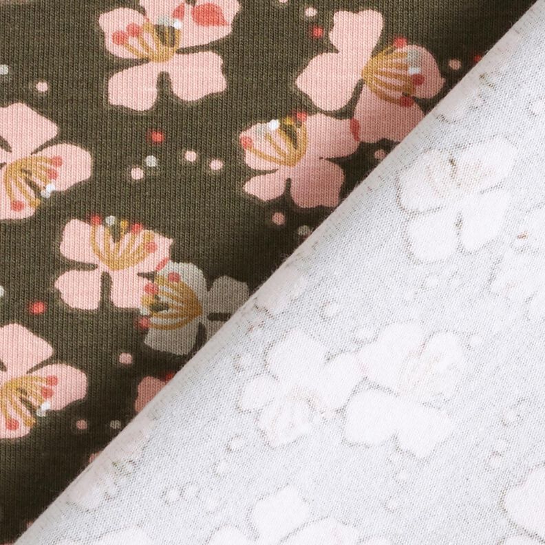 Jersey coton Jolies petites fleurs – kaki, image number 4