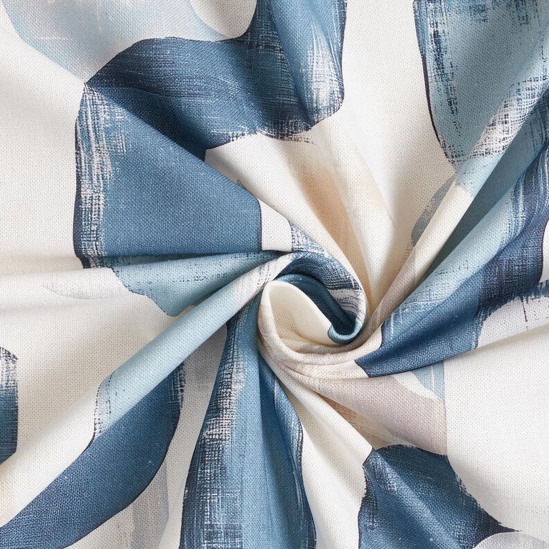 Tissu de décoration Semi-panama chaîne abstraite – ivoire/bleu, image number 3