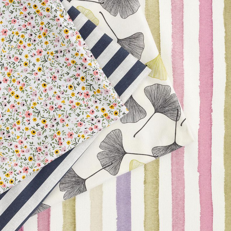 Tissu en coton Cretonne rayures marines – bleu noir/taupe clair, image number 5