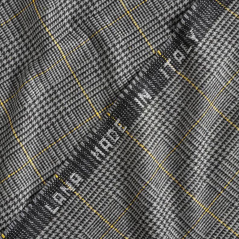 Drap de laine Prince de Galles – gris foncé/jaune,  image number 4