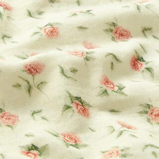 Tissu double gaze de coton Petites roses Impression numérique | Stenzo – écru, 