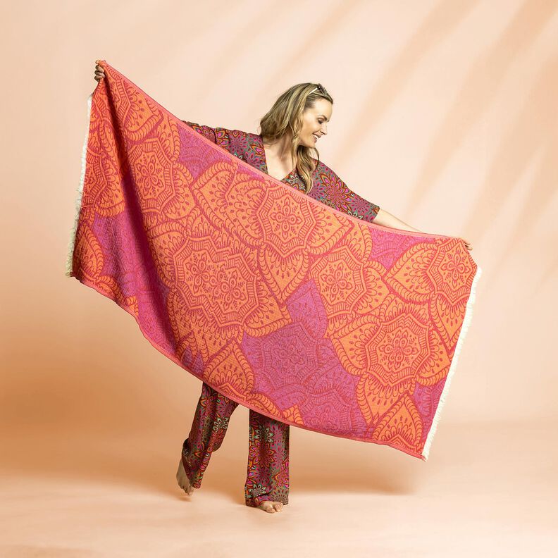 Beachwear serviette hammam ornements jacquard – rouge/orange pêche,  image number 5