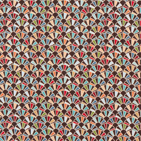 Tissu de décoration Gobelin Éventails rétro – noir/carmin, 