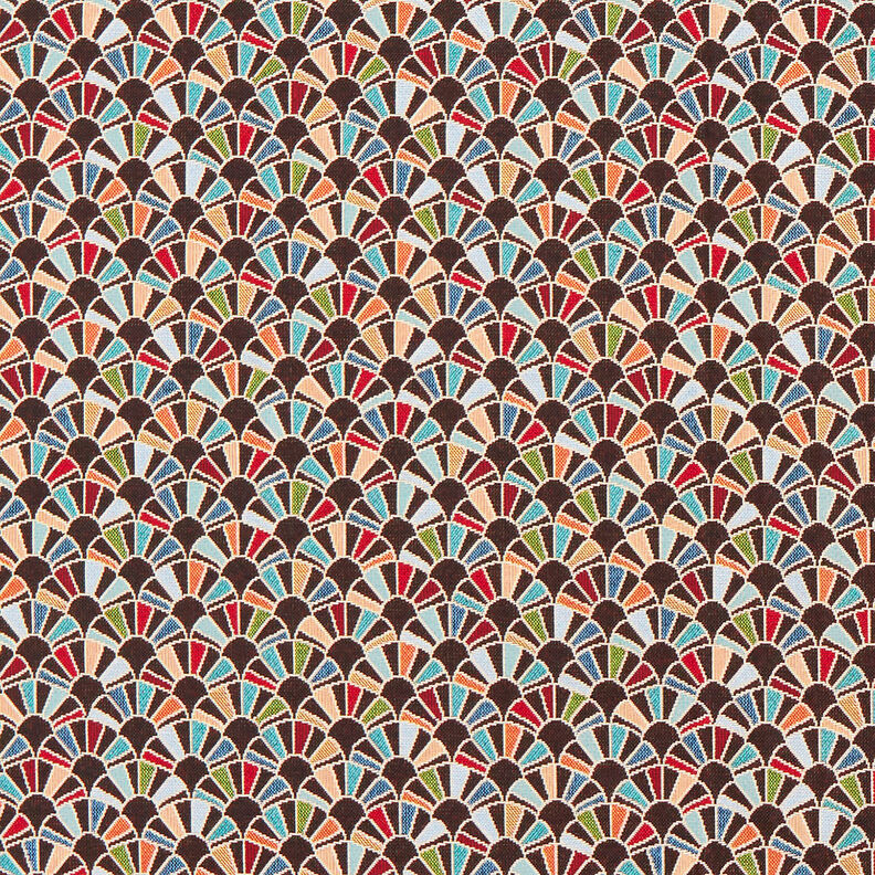Tissu de décoration Gobelin Éventails rétro – noir/carmin,  image number 1