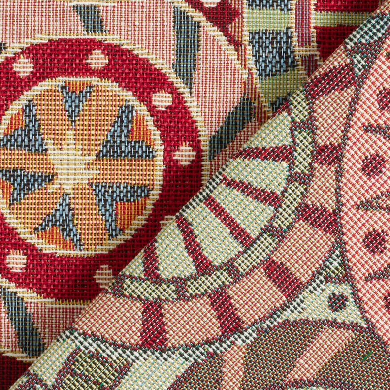 Tissu de décoration Gobelin Cercles colorés – carmin/beige clair,  image number 4