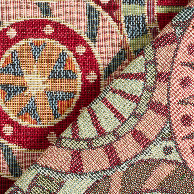 Tissu de décoration Gobelin Cercles colorés – carmin/beige clair, image number 4