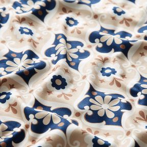 Jersey à ornements floraux – beige/bleu marine, 